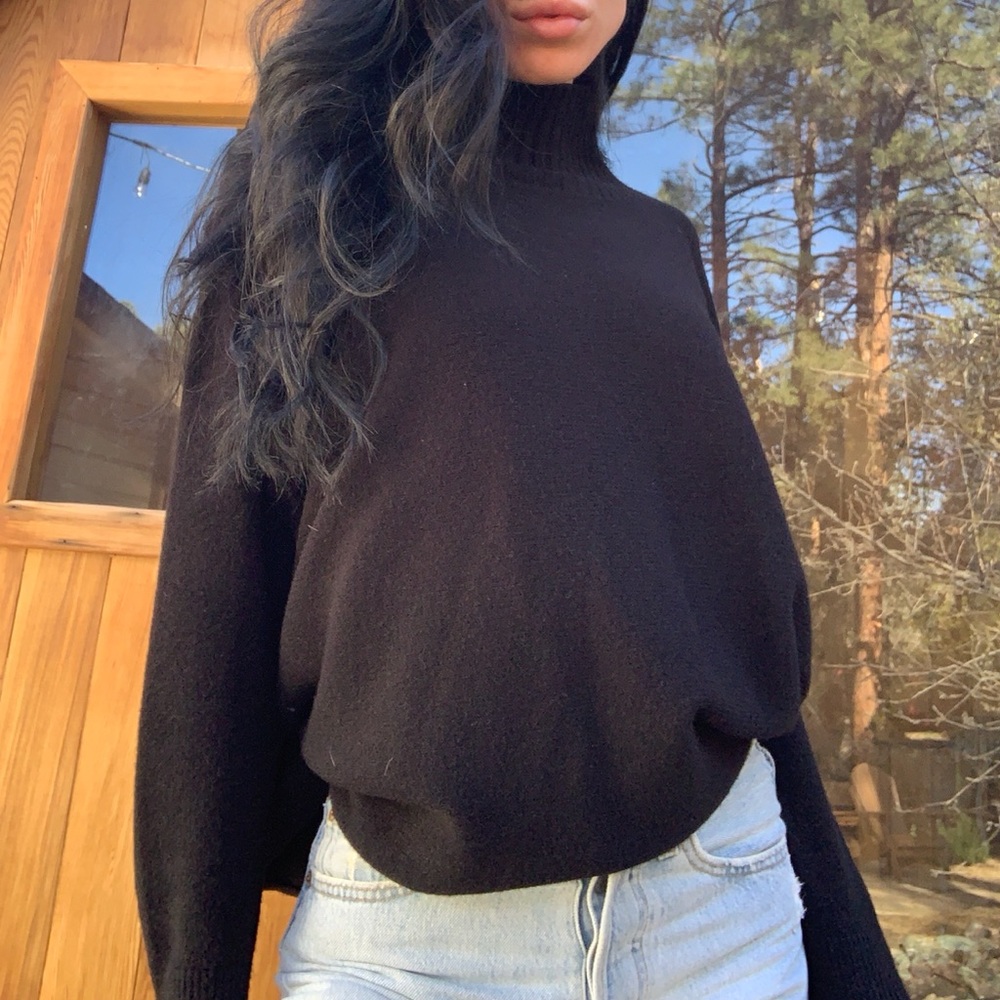 Cozy Italian Black Mockneck Sweater
